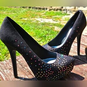 Brash Black Rhinestone Platform High Heel Size 7.5